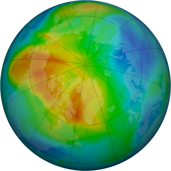 Arctic ozone map for 16 November 2009